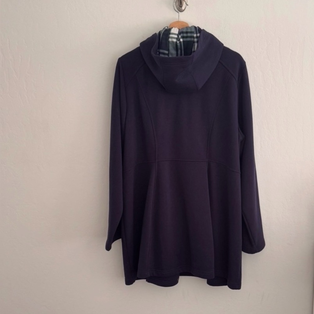 Women's Navy Toggle Pea Coat with Hood - Picture 3 of 7